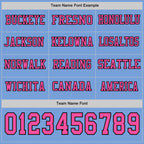 Custom Light Blue Pink-Black Long Sleeve Authentic Football Jersey