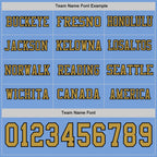 Custom Light Blue Old Gold-Black Long Sleeve Authentic Football Jersey