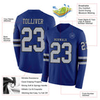 Custom Royal Gray-Black Long Sleeve Authentic Football Jersey