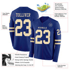 Custom Royal Cream Long Sleeve Authentic Football Jersey