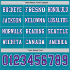 Custom Teal Purple-White Long Sleeve Authentic Football Jersey
