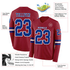 Custom Cardinal Royal-White Long Sleeve Authentic Football Jersey