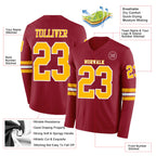 Custom Cardinal Gold-White Long Sleeve Authentic Football Jersey