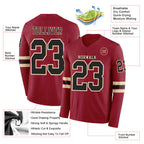 Custom Cardinal Black-Cream Long Sleeve Authentic Football Jersey