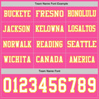 Custom Pink White-Yellow Long Sleeve Authentic Football Jersey