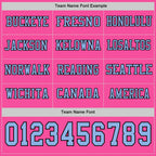 Custom Pink Light Blue-Black Long Sleeve Authentic Football Jersey