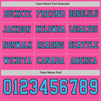 Custom Pink Sky Blue-Black Long Sleeve Authentic Football Jersey