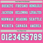 Custom Pink White-Aqua Long Sleeve Authentic Football Jersey