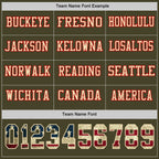 Custom Olive Vintage USA Flag Cream-Red Long Sleeve Salute To Service Authentic Football Jersey