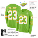 Custom Neon Green White-Gold Long Sleeve Authentic Football Jersey