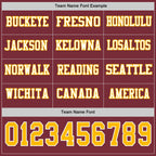 Custom Burgundy Gold-White Long Sleeve Authentic Football Jersey
