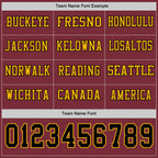 Custom Burgundy Black-Gold Long Sleeve Authentic Football Jersey
