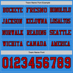 Custom Powder Blue Red-Black Long Sleeve Authentic Football Jersey