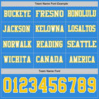Custom Powder Blue Yellow-White Long Sleeve Authentic Football Jersey