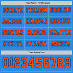 Custom Powder Blue Orange-Royal Long Sleeve Authentic Football Jersey