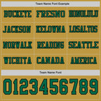 Custom Old Gold Kelly Green-Black Long Sleeve Authentic Football Jersey