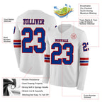 Custom White Royal-Red Long Sleeve Authentic Football Jersey