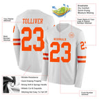 Custom White Orange Long Sleeve Authentic Football Jersey