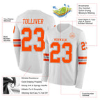 Custom White Orange-Gray Long Sleeve Authentic Football Jersey