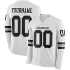 Custom White Black-Gray Long Sleeve Authentic Football Jersey