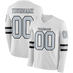 Custom White Silver-Black Long Sleeve Authentic Football Jersey