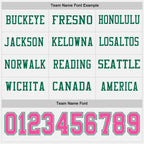 Custom White Pink-Kelly Green Long Sleeve Authentic Football Jersey