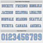 Custom White Light Blue-Steel Gray Long Sleeve Authentic Football Jersey