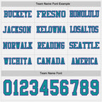 Custom White Teal-Purple Long Sleeve Authentic Football Jersey