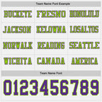 Custom White Purple-Neon Green Long Sleeve Authentic Football Jersey
