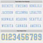 Custom White Light Blue-Yellow Long Sleeve Authentic Football Jersey