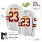 Custom White Crimson-Gold Long Sleeve Authentic Football Jersey