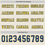 Custom Cream Royal-Yellow Long Sleeve Authentic Football Jersey