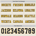 Custom Cream Navy-Gold Long Sleeve Authentic Football Jersey