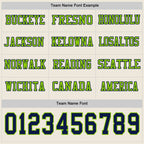 Custom Cream Navy-Neon Green Long Sleeve Authentic Football Jersey