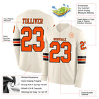 Custom Cream Orange-Black Long Sleeve Authentic Football Jersey