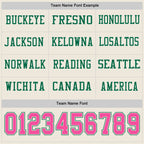Custom Cream Pink-Kelly Green Long Sleeve Authentic Football Jersey