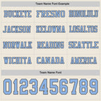 Custom Cream Light Blue-Steel Gray Long Sleeve Authentic Football Jersey