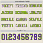 Custom Cream Purple-Neon Green Long Sleeve Authentic Football Jersey