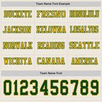 Custom Cream Green-Gold Long Sleeve Authentic Football Jersey