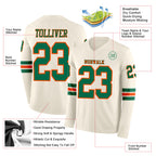 Custom Cream Kelly Green-Orange Long Sleeve Authentic Football Jersey