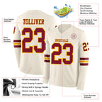 Custom Cream Crimson-Gold Long Sleeve Authentic Football Jersey