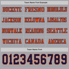 Custom Gray Navy-Orange Long Sleeve Authentic Football Jersey