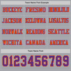 Custom Gray Purple-Orange Long Sleeve Authentic Football Jersey