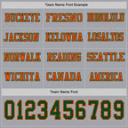 Custom Gray Green-Orange Long Sleeve Authentic Football Jersey