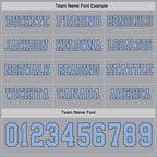 Custom Gray Light Blue-Steel Gray Long Sleeve Authentic Football Jersey