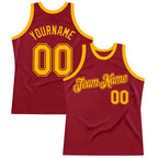 Custom Maroon Gold Authentic Throwback Basketball Jersey