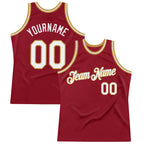 Custom Maroon White-Old Gold Authentic Throwback Basketball Jersey