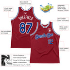 Custom Maroon Royal-White Authentic Throwback Basketball Jersey