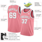 Custom Medium Pink White-Gray Authentic Basketball Jersey