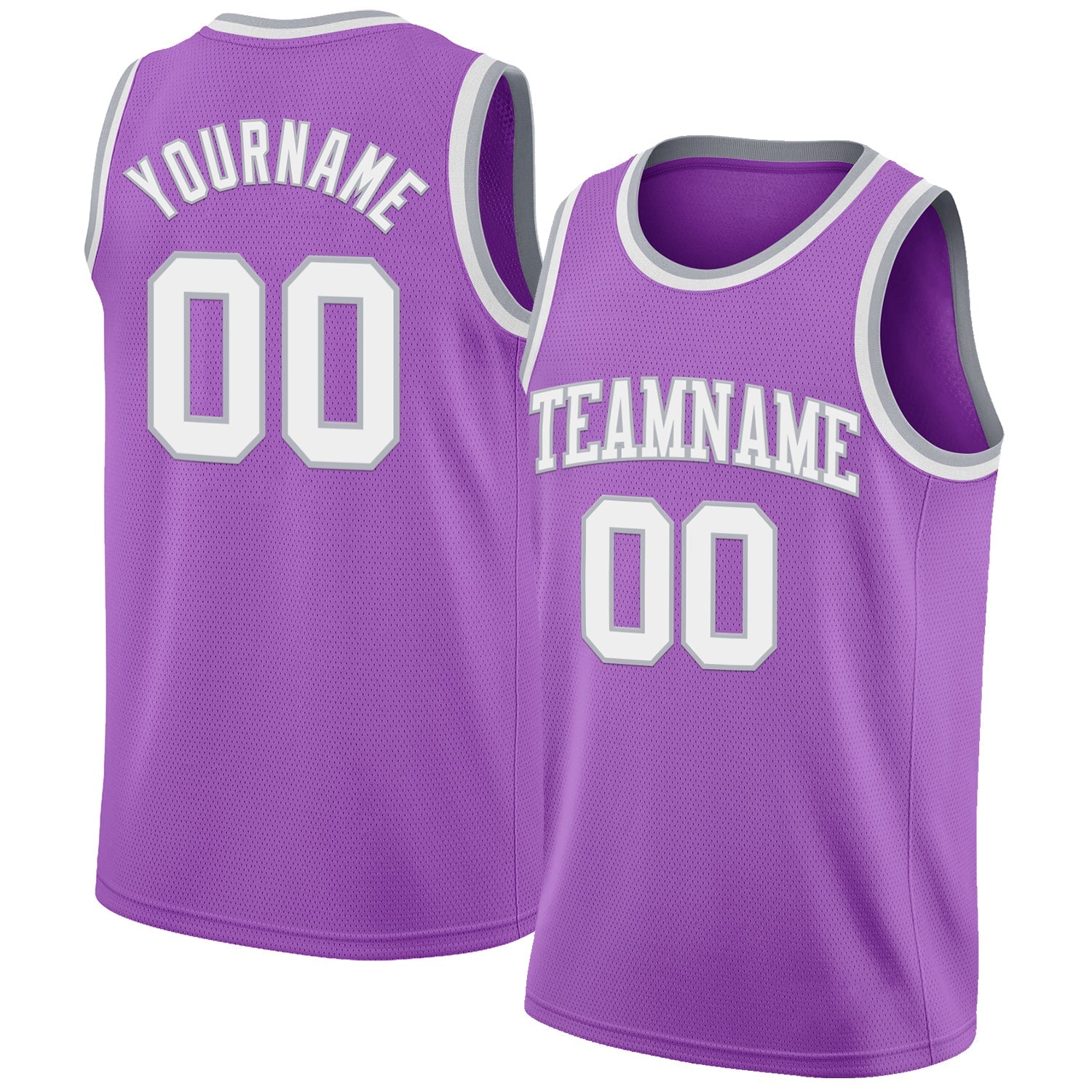 Custom Medium Purple White-Gray Authentic Basketball Jersey
